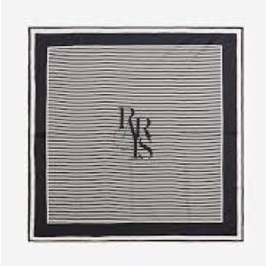 H&M Paris Black and White Striped Satin Scarf